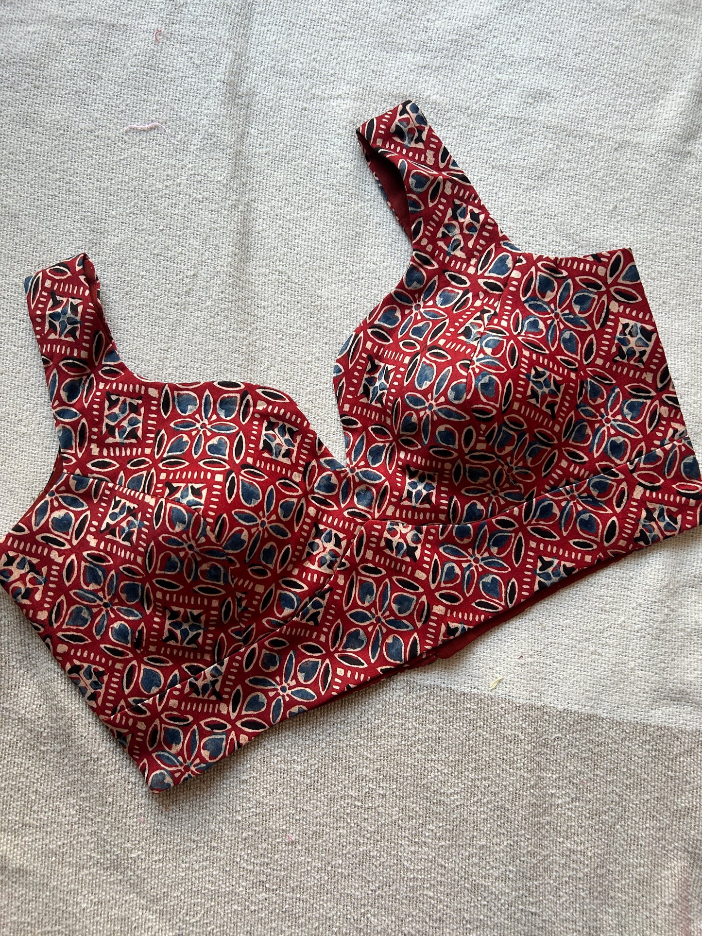 Modal Silk Ajrak Maroon Blouse