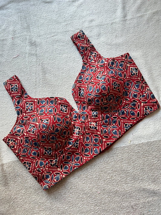 Modal Silk Ajrak Maroon Blouse