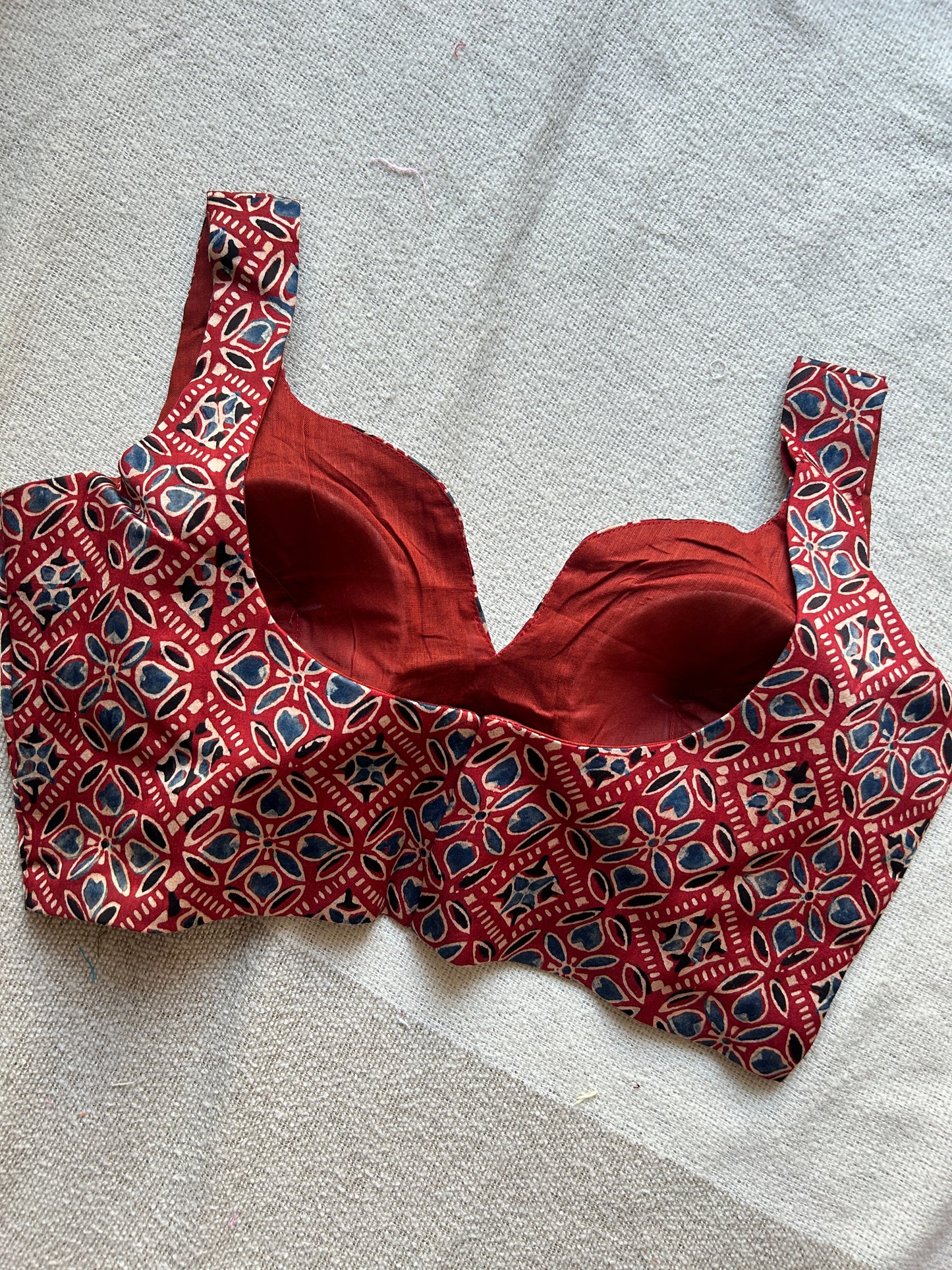 Modal Silk Ajrak Maroon Blouse