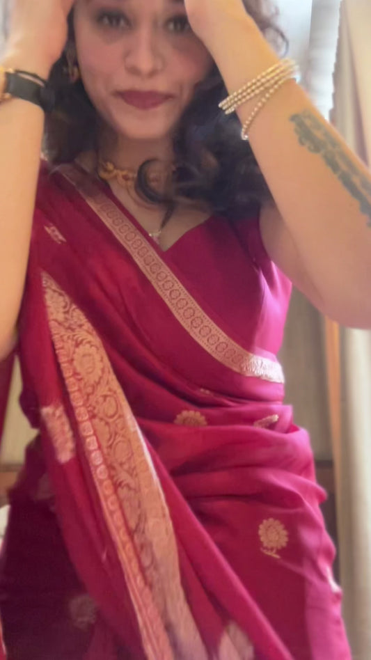Red Crepe Silk Saree